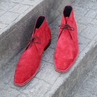 New Handmade Mens Red Suede Leather Chukka Dress Fashion Boot - Thumbnail 8