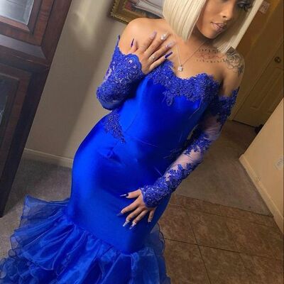 Royal blue lace  african girl prom dress formal gown party dress 