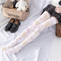 Women's Printing Stockings Sale Anime Long tube White Velvet socks - Thumbnail 2
