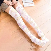 Women's Printing Stockings Sale Anime Long tube White Velvet socks - Thumbnail 5