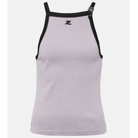 Courreges Buckle-detail Cotton Jersey Tank Top - Thumbnail 4