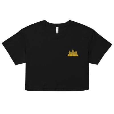 Golden angkor wat embroidered womens crop top