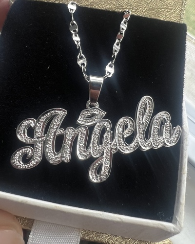 White Gold Barbie Style Name Necklace