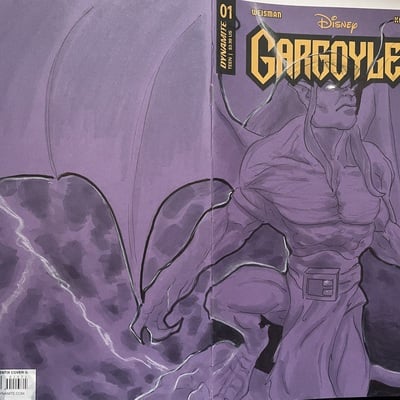 Gargoyles 1 sketch cover original art (front/back) - Thumbnail 3