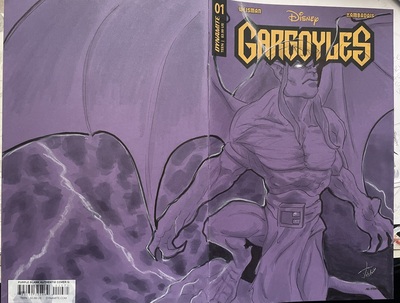 Gargoyles 1 sketch cover original art (front/back)