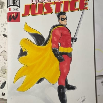 Young justice 1 sketch variant cover original art