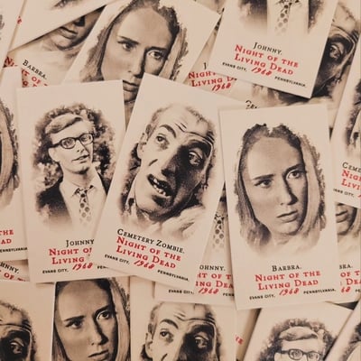 Night of the living dead - three (3) piece custom horror movie vintage trading card set