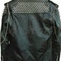 Mens Punk Rock Full Metal Spiked Studded Patches Chain Black Leather Jacket-1