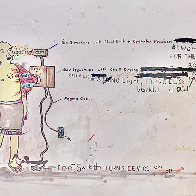 Chest drying device w/ blinding light for the eyes