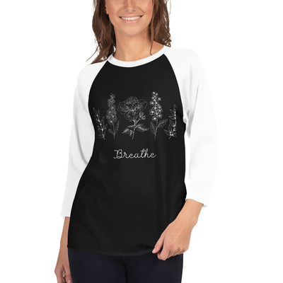 Floral breathe 3/4 sleeve raglan shirt