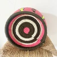 XL Berber Basket Handwoven Moroccan Wool Lidded Basket - Thumbnail 5