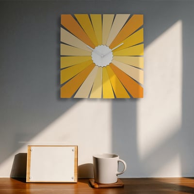 Timeblend yellow - rectangular wall clock with 5 shades of yellow