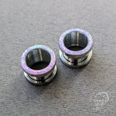 Opal tunnels - lilac rainbow sparkly glitter for stretched ears