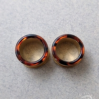 Tortoiseshell Tunnels - Orange Brown Black Mosaic Gauges for Stretched Ears - Thumbnail 6