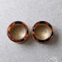 Tortoiseshell Tunnels - Orange Brown Black Mosaic Gauges for Stretched Ears - Thumbnail 1