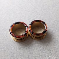 Tortoiseshell Tunnels - Orange Brown Black Mosaic Gauges for Stretched Ears - Thumbnail 5
