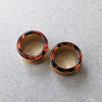 Tortoiseshell Tunnels - Orange Brown Black Mosaic Gauges for Stretched Ears - Thumbnail 4
