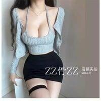 Versatile halter neck feminine camisole blouse suit feminine breast-revealing large short top - Thumbnail 4