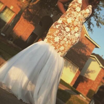 Champagne and white lace african girl prom dress formal gown party dress 