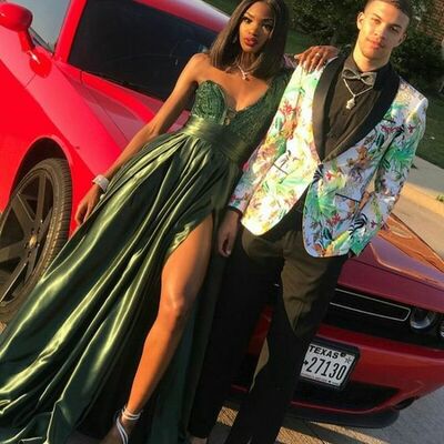 Oliver green side slit african girl prom dress formal gown party dress 