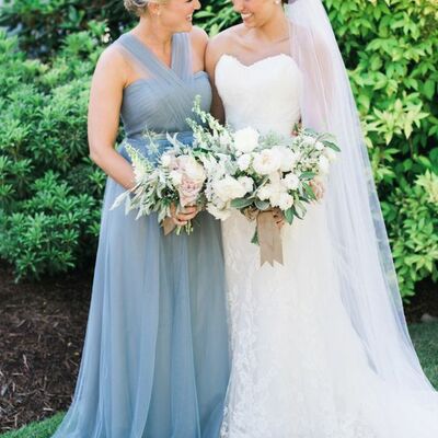 Simple blue mother of the bride/groom dresses formal gown