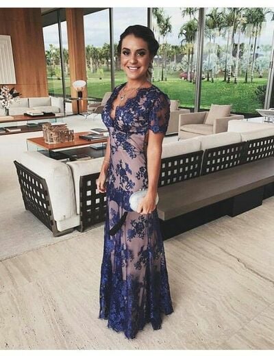 Purple Lace Appliques Mother Of The Bride/Groom Dresses Formal Gown