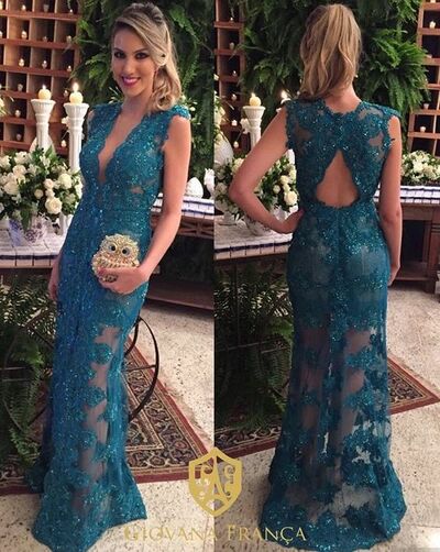 Dark Green Lace Appliques Mother Of The Bride/Groom Dresses Formal Gown
