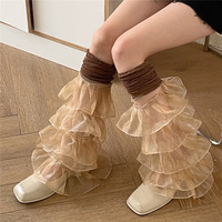 Ruffled Lace Patchwork Leg Warmers Leg Sleeves - Thumbnail 2