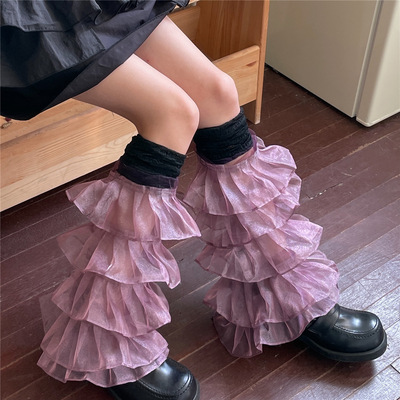 Ruffled lace patchwork leg warmers leg sleeves