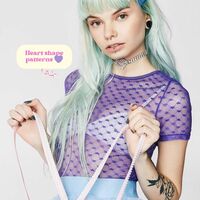 DOLLS KILL Love Bug All Over Heart Mesh Top, Dark Blue, Women's & Teens, Rock, Clubwear, See-through, Sheer - Thumbnail 2