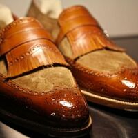Men's Brown Leather Wingtip Pattern Handmade Double Monk Strap Dress Shoes, men Formal Shoes - Thumbnail 1