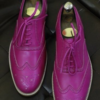 New Men's Handmade Formal Shoes Hot Pink Leather Lace Up Style Wing Tip Dress & Formal Wear Shoes - Thumbnail 1
