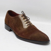 Men's Handmade Leather Shoes Brown Crocodile Leather & Suede Cap Toe Style Lace Up Dress & Casual Wear Shoe's - Thumbnail 1