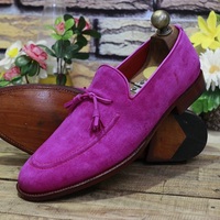 Men's New Handmade Leather Shoes Purple Suede Leather Slip On Loafer Dress & Formal Wear Shoes - Thumbnail 1