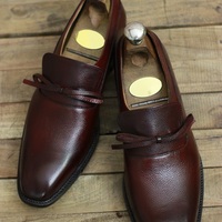New Men's Handmade Leather Shoes Burgundy Brown Leather Loafer Slip On Dress & Moccasin Shoes - Thumbnail 1