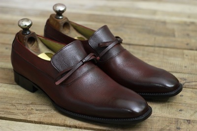 New Men's Handmade Leather Shoes Burgundy Brown Leather Loafer Slip On Dress & Moccasin Shoes