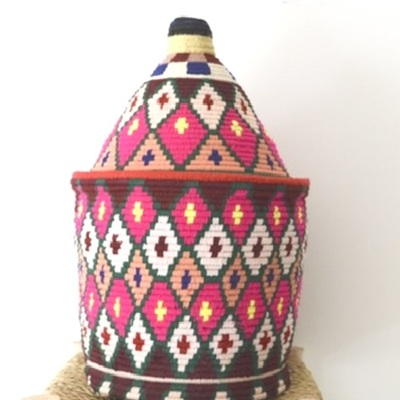 Xxl berber basket vintage handwoven berber basket vintage moroccan berber wool lidded basket 