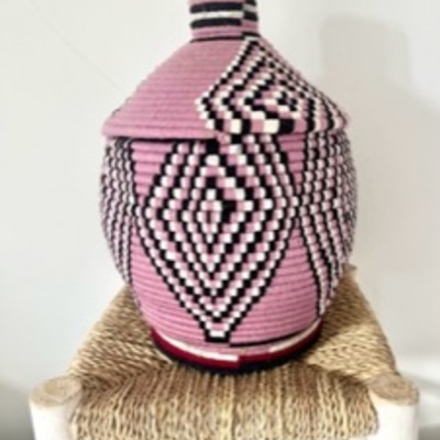 Xl berber basket vintage handwoven berber basket vintage moroccan berber wool lidded basket 