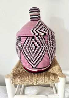 XL Berber Basket Vintage Handwoven Berber basket Vintage Moroccan Berber Wool Lidded Basket 
