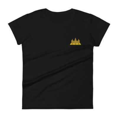 Golden embroidered  angkor women's fashion fittingshort sleeve t-shirt