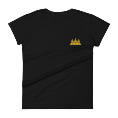 Golden Embroidered  Angkor Women's Fashion Fittingshort sleeve t-shirt