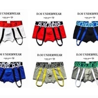 Mens Sexy D.M Underwear Cotton Blend Hanging Strap Butt-lifter Tight Boxer Briefs Underpants D4019 - Thumbnail 2