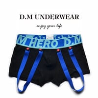 Mens Sexy D.M Underwear Cotton Blend Hanging Strap Butt-lifter Tight Boxer Briefs Underpants D4019 - Thumbnail 5