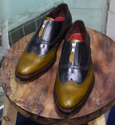 Men's Handmade Leather Black & Brown Leather Stylish Front Zipper Style Wing Tip Casual & Dress Wear Boots