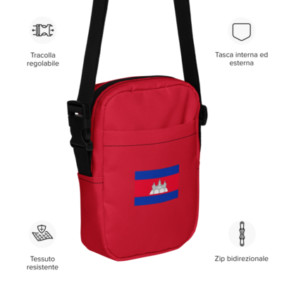 Khmer flag utility crossbody bag (red)