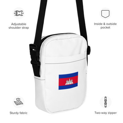 Khmer flag utility crossbody bag (white)