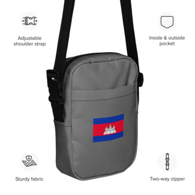 Khmer flag utility crossbody bag (grey)