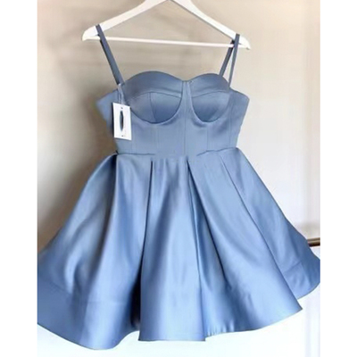 Dusty Blue Prom Dresses Short Homecoming Gown