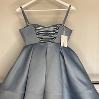 Dusty Blue Prom Dresses Short Homecoming Gown - Thumbnail 1