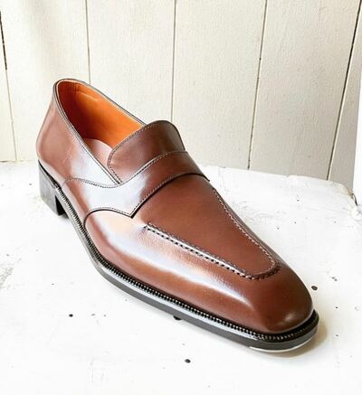 Classic Men's Handmade Brown Moccasin Genuine Leather Wedding Shoes